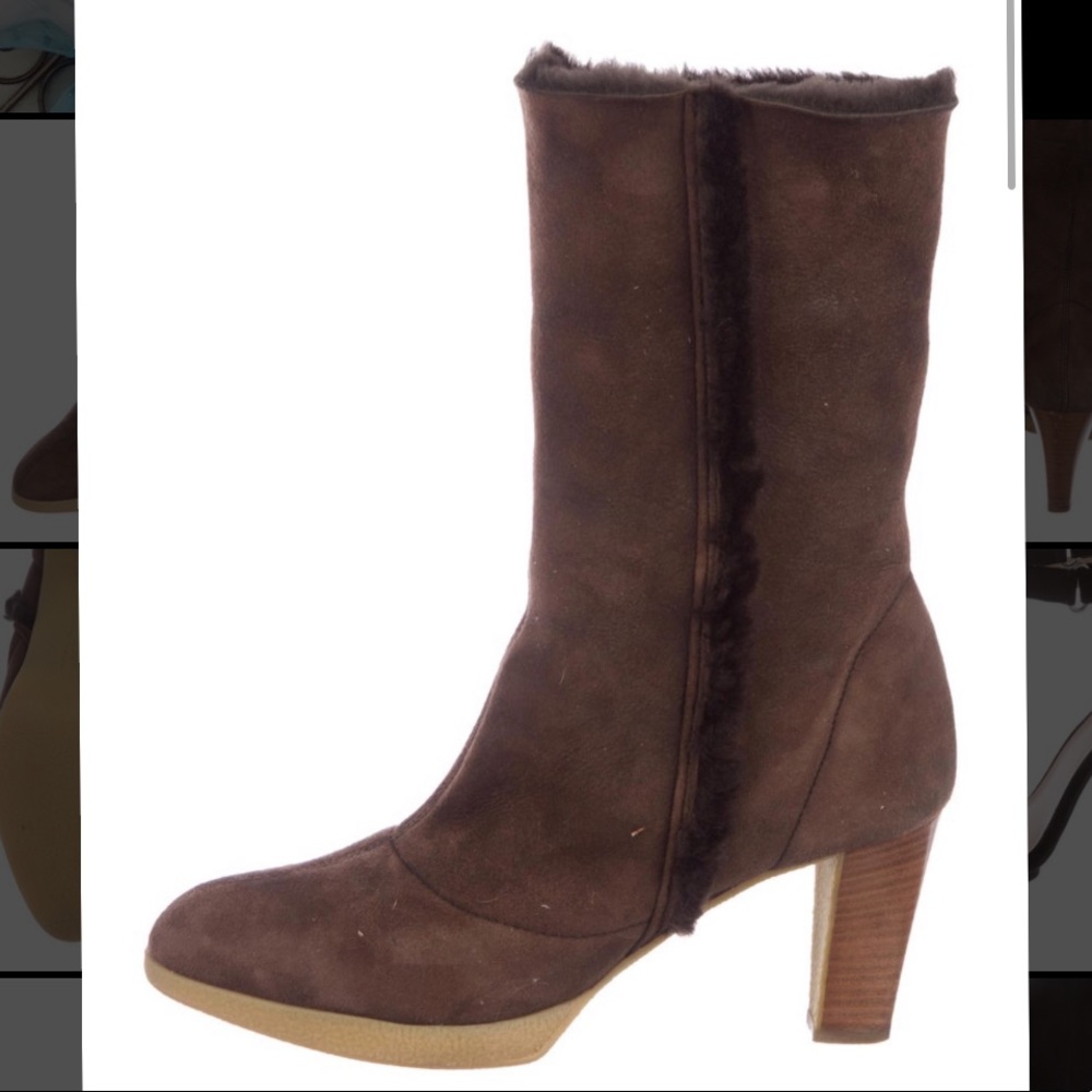 Salvatore ferragamo shearling lined mid-calf boot